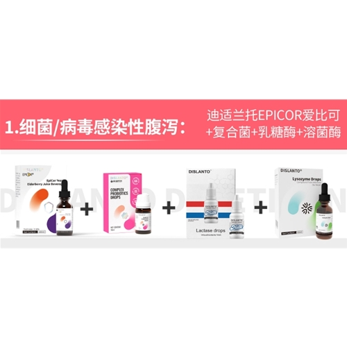 細菌/病毒感染性腹瀉:迪适蘭托EPICOR愛比可+複合菌+乳糖酶+溶菌酶